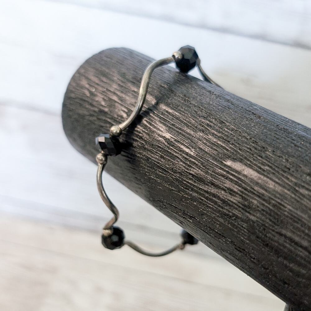 Vintage Bracelet Wavy Sliver Tone & Black